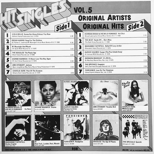 Various - Hitsingles Vol. (LP) Vinyl LP Vinyl Zeer Goed / Hoesje Goed "VINYLSINGLES.NL"