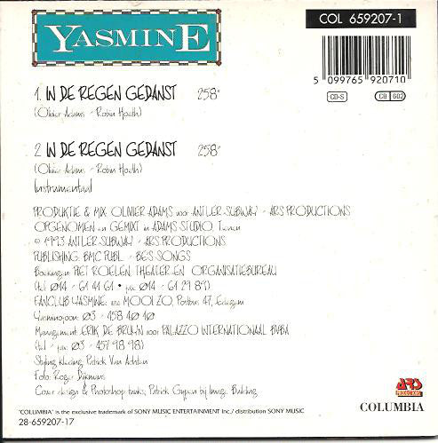 Yasmine - In De Regen Gedanst Vinyl Singles Vinyl Very Good (VG) <br> Hoes Good Plus (G+)