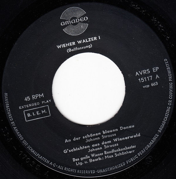 Das Große Wiener Rundfunkorchester - Wiener Walzer * (Ballfassung) Vinyl Singles EP