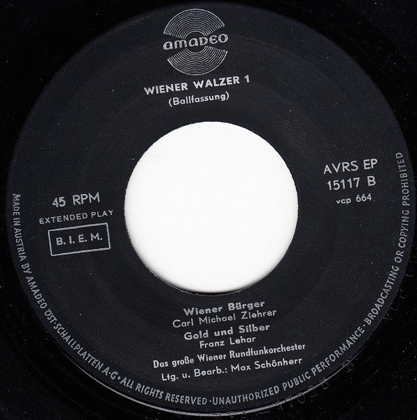 Das Große Wiener Rundfunkorchester - Wiener Walzer * (Ballfassung) Vinyl Singles EP