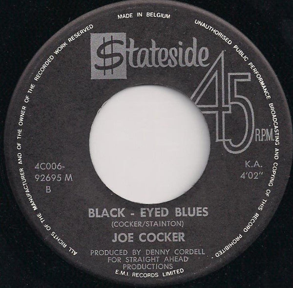 Joe Cocker - High Time We Went Vinyl Singles Vinyl Very Good (VG) <br> Hoes Good Plus (G+)