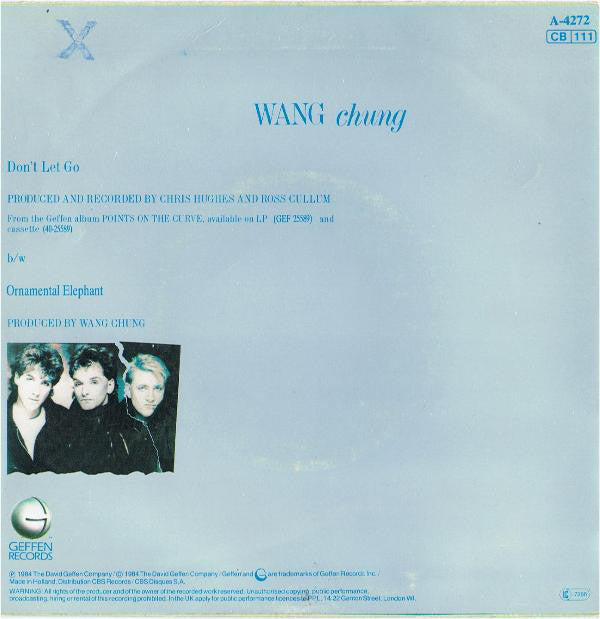 Wang Chung - Don't Let Go Vinyl Singles Vinyl Very Good (VG) <br> Hoes Good Plus (G+)