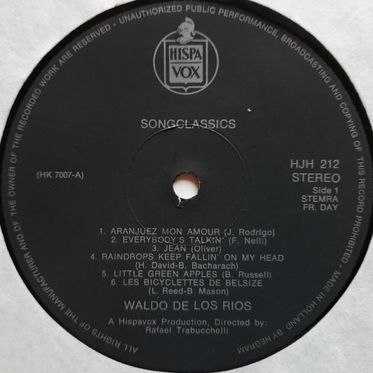Waldo De Los Rios - Songclassics (LP) Vinyl LP Vinyl Zeer Goed / Hoesje Goed "VINYLSINGLES.NL"
