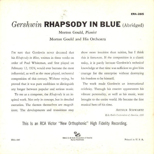 George Gershwin Morton Gould And His Orchestra - Rhapsody In Blue (Abridged)