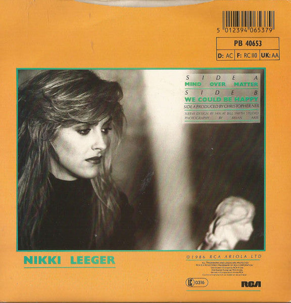 Nikki Leeger - Mind Over Matter Vinyl Singles Vinyl Very Good (VG) <br> Hoes Good Plus (G+)