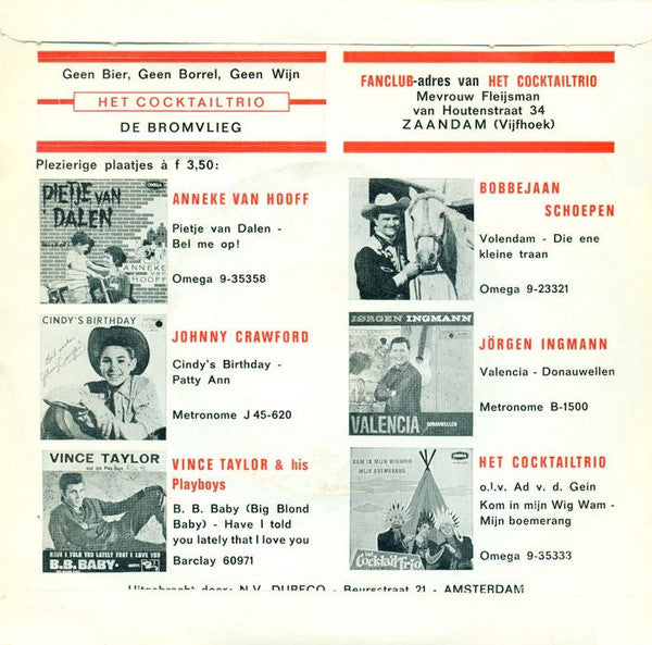 Cocktail Trio - Geen Bier, Geen Borrel, Geen Wijn Vinyl Singles Vinyl Very Good (VG) <br> Hoes Good Plus (G+)