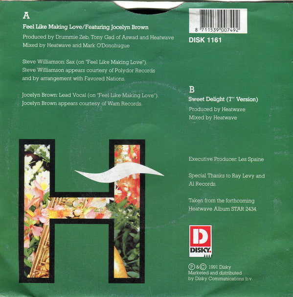 Heatwave Featuring Jocelyn Brown - Feel Like Making Love Vinyl Singles Vinyl (VG) <br> Hoes (G+)