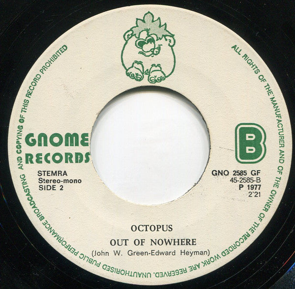 Octopus - Cry Vinyl Singles Vinyl Very Good (VG) <br> Hoes Good Plus (G+)