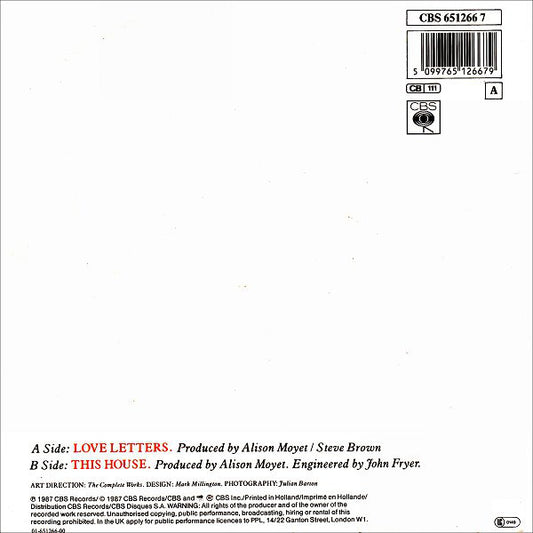 Alison Moyet - Love Letters Vinyl Singles Vinyl Zeer Goed / Hoesje Goed "VINYLSINGLES.NL"