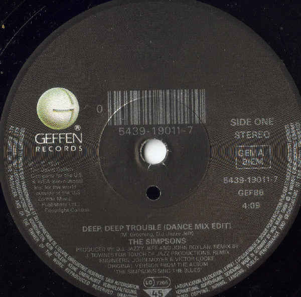 Simpsons - Deep, Deep Trouble (UK) Vinyl Singles