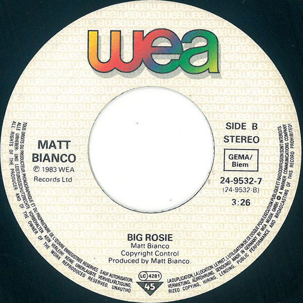 Matt Bianco - Get Out Of Your Lazy Bed 04058 Vinyl Singles Vinyl Very Good (VG) <br> Hoes Good Plus (G+)