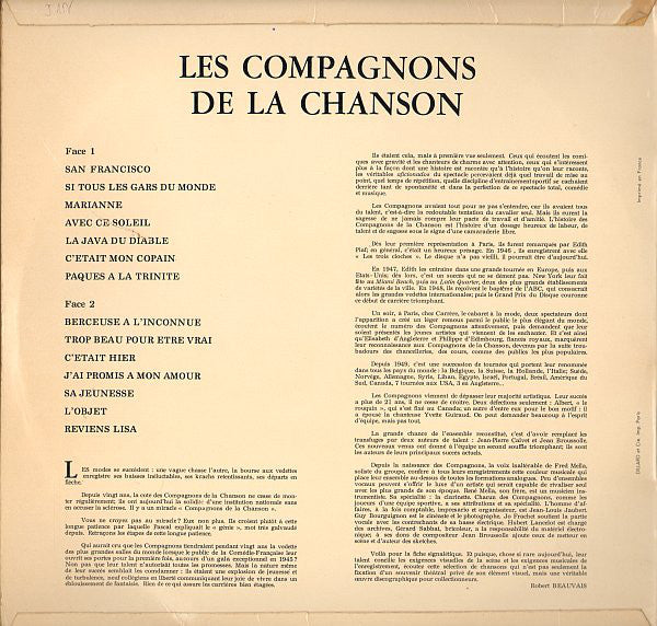 Compagnons De La Chanson - Les Compagnons De La Chanson (LP) Vinyl LP Vinyl Zeer Goed / Hoesje Goed "VINYLSINGLES.NL"