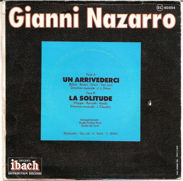 Gianni Nazzaro - Un Arrivederci Vinyl Singles Vinyl Very Good (VG) <br> Hoes Good Plus (G+)