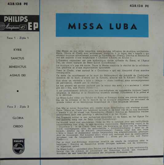 Joachim Ngoi Et Les Troubadours Du Roi Baudouin - Missa Luba 35741 Vinyl Singles EP Vinyl Zeer Goed / Hoesje Goed "VINYLSINGLES.NL"
