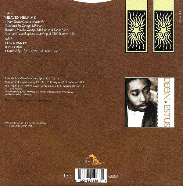 Deon Estus - Heaven Help Me Vinyl Singles Vinyl Very Good (VG) <br> Hoes Good Plus (G+)
