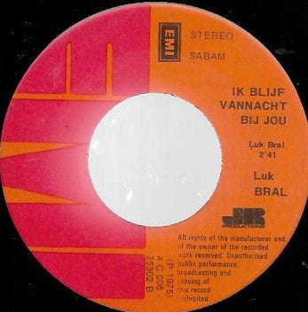 Luk Bral - Een Zonnige Zondagmiddag Vinyl Singles Vinyl Very Good (VG) <br> Hoes Generic