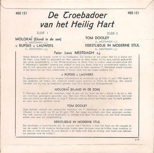 Troebadoer Van Het Heilig Hart - Molokaï Vinyl Singles EP Media VG+ \ Sleeve G+