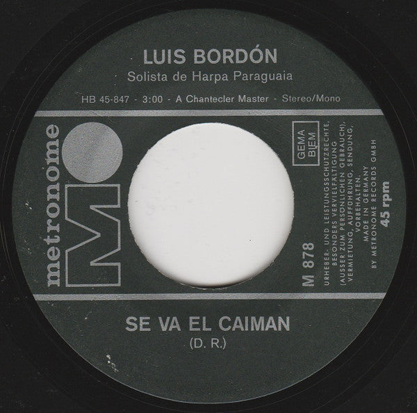 Luis Bordón, Solista De Harpa Paraguaia - Pa-Ran-Pan-Pan Vinyl Singles Vinyl Very Good (VG) <br> Hoes Good Plus (G+)