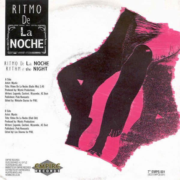 Mystic - Ritmo De La Noche Vinyl Singles Vinyl Very Good (VG) <br> Hoes Good Plus (G+)