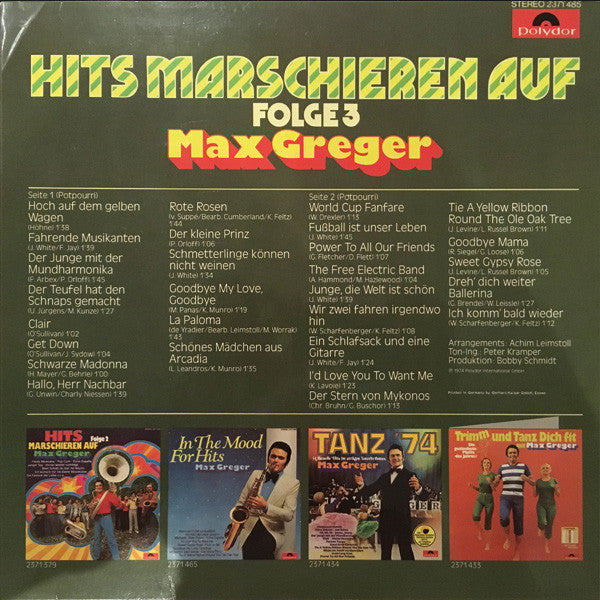 Max Greger - Hits Marschieren Auf Folge * (LP) Vinyl LP Vinyl Very Good (VG) <br> Hoes Good Plus (G+)
