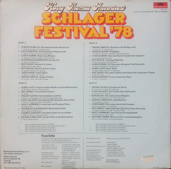 Various - Harry Thomas Presenteert Schlagerfestival '** (LP) Vinyl LP Vinyl Very Good (VG) <br> Hoes Good Plus (G+)