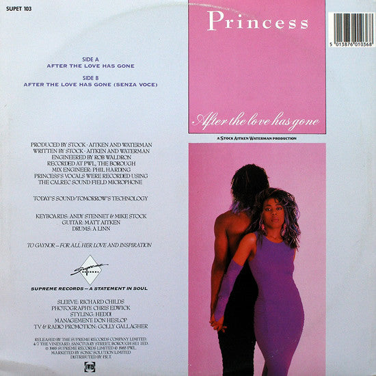 Princess - After The Love Has Gone 35964 Vinyl Singles Vinyl Very Good (VG) <br> Hoes Good Plus (G+)