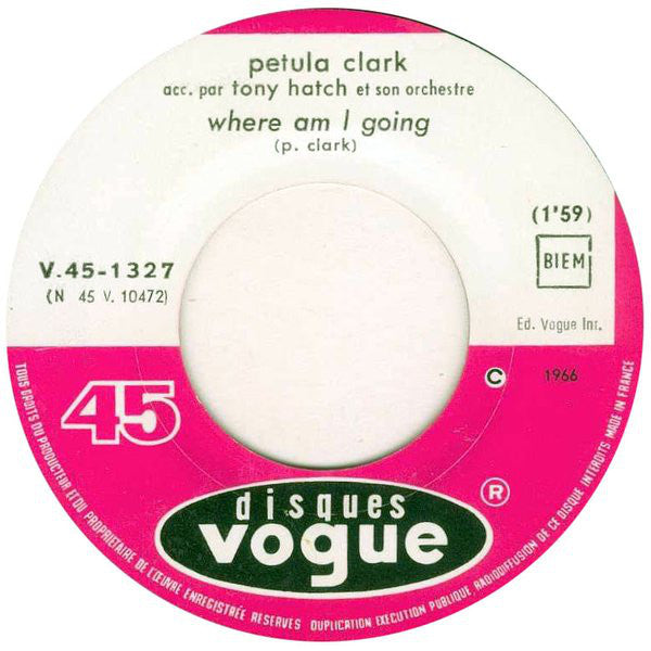 Petula Clark - My Love Vinyl Singles Vinyl Very Good (VG) <br> Hoes Good Plus (G+)