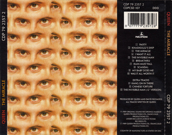 Queen - The Miracle (CD) Compact Disc Vinyl Very Good (VG) <br> Hoes Good Plus (G+)