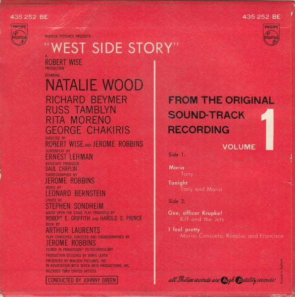 Leonard Bernstein - West Side Story - Vol.1 17133 Vinyl Singles EP Vinyl Very Good (VG) <br> Hoes Good Plus (G+)