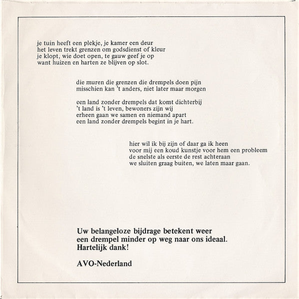 Koor En Orkest o.l.v. Job Maarse - Land Zonder Drempels 28731 Vinyl Singles