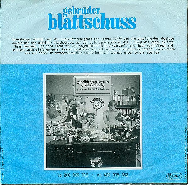 Gebrüder Blattschuss - Früh-Stück Vinyl Singles Vinyl Very Good (VG) <br> Hoes Good Plus (G+)