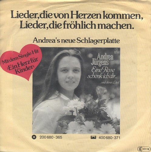 Andrea Jurgens - Eine Rose Für Dich Vinyl Singles Vinyl Very Good (VG) <br> Hoes Good Plus (G+)