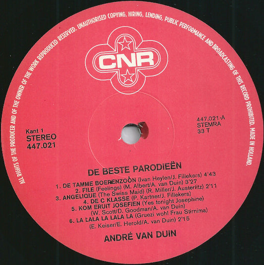 André van Duin - De Beste Parodieën (LP) Vinyl LP Vinyl Zeer Goed / Hoesje Goed "VINYLSINGLES.NL"