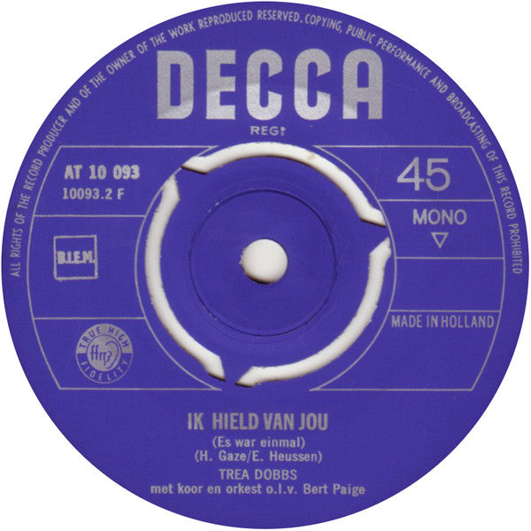 Trea Dobbs - Ik Vraag 't Aan De Sterren 30451 Vinyl Singles Vinyl Very Good (VG) <br> Hoes Good Plus (G+)