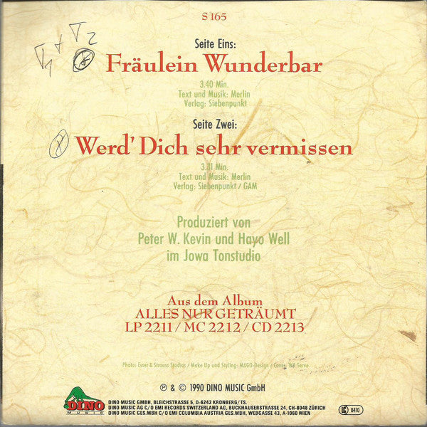 Merlin - Fräulein Wunderbar Vinyl Singles Vinyl Very Good (VG) <br> Hoes Good Plus (G+)