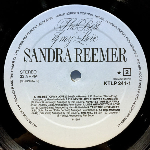Sandra Reemer - The Best Of My Love (LP) Vinyl LP