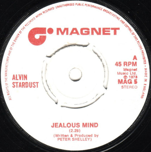 Alvin Stardust - Jealous Mind Vinyl Singles Vinyl Zeer Goed / Hoesje Goed "VINYLSINGLES.NL"
