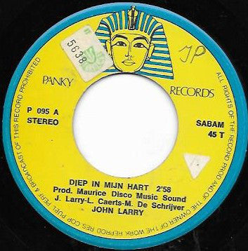 John Larry - Diep In Mijn Hart Vinyl Singles Vinyl Very Good (VG) <br> Hoes Good Plus (G+)