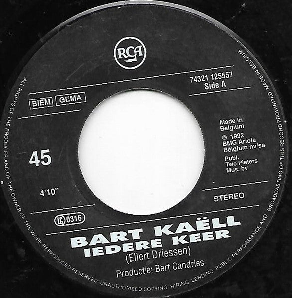 Bart Kaëll - Iedere Keer Vinyl Singles