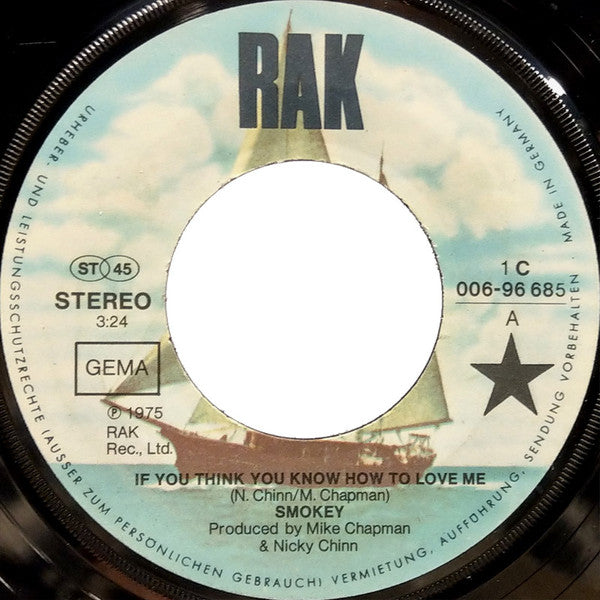 Smokey - If You Think You Know How To Love Me Vinyl Singles Vinyl Very Good (VG) <br> Hoes Generic