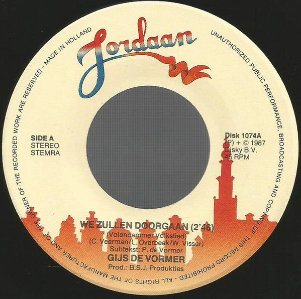 Gijs de Vormer - Wij Zullen Doorgaan Vinyl Singles