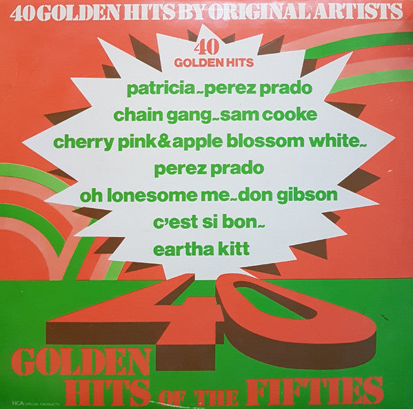 Various - 40 Golden Hits Of The Fifties (LP) Vinyl LP Vinyl Very Good (VG) <br> Hoes Good Plus (G+)