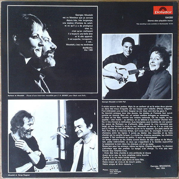 Georges Moustaki - Georges Moustaki (LP) Vinyl LP Vinyl Very Good (VG) <br> Hoes Good Plus (G+)