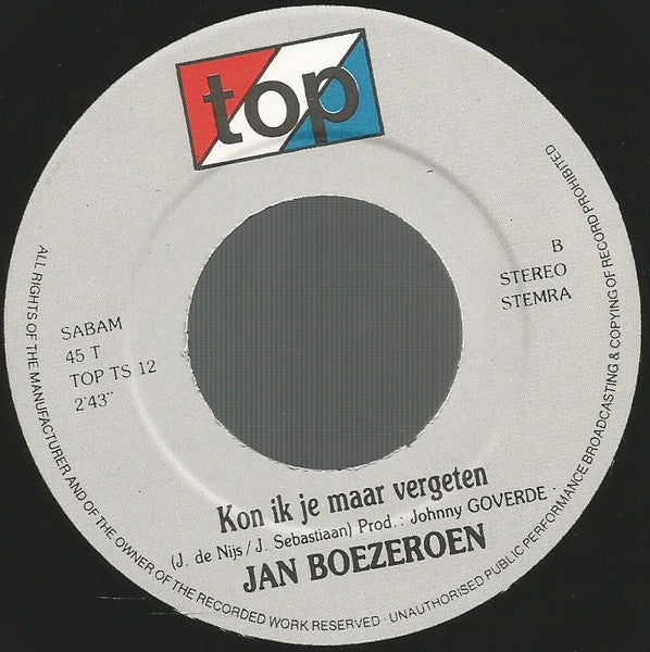 Jan Boezeroen - Ik Hou M'n Hand Boven Je Hoofd Vinyl Singles Vinyl (VG) <br> Hoes (G+)