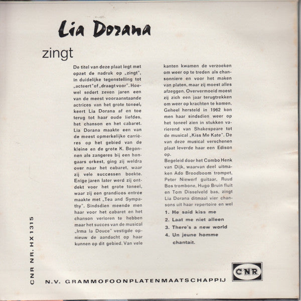 Lia Dorana - Lia Dorana Zingt: Vinyl Singles Vinyl Very Good (VG) <br> Hoes Good Plus (G+)