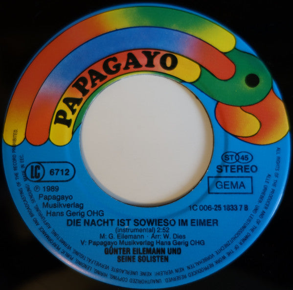 Eilemänner - Die Nacht Ist Sowieso Im Eimer Vinyl Singles Vinyl Very Good (VG) <br> Hoes Good Plus (G+)