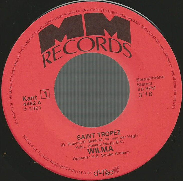 Wilma - Saint Tropez Vinyl Singles Vinyl Goed / Hoes Generic