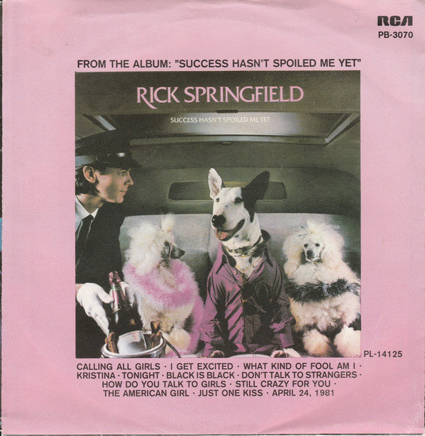 Rick Springfield - Don't Talk To Strangers Vinyl Singles Vinyl Very Good (VG) <br> Hoes Good Plus (G+)