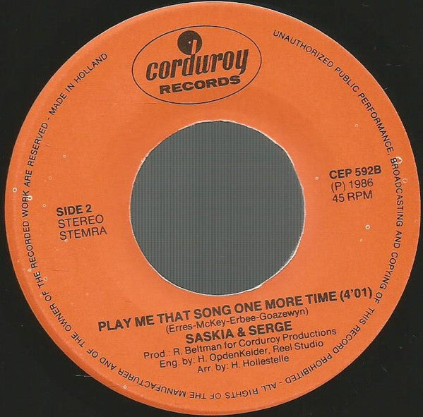 Saskia & Serge - Yippy Ah Yeah 13335 Vinyl Singles Vinyl Very Good (VG) <br> Hoes Good Plus (G+)