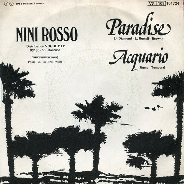 Nini Rosso - Paradise 36045 Vinyl Singles Vinyl Very Good (VG) <br> Hoes Good Plus (G+)